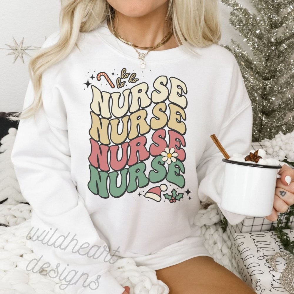 Nurse Christmas Sweatshirt Nurse Sweatshirt Unisex Pullover Sweatshirt